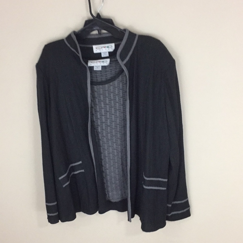 Vintage Epic Steven Black and Gray Sweater Set Size 18 Plus Size Made USA